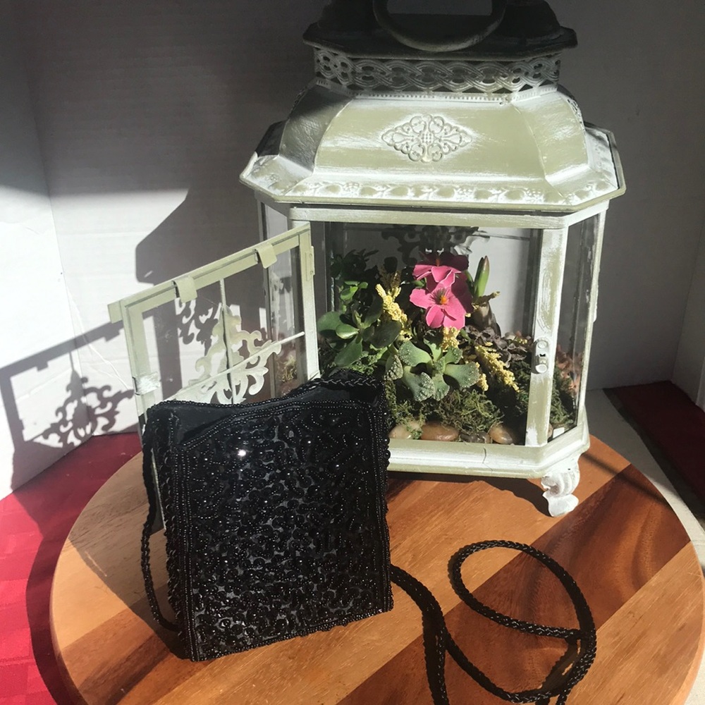 Black sequin beaded crossbody evening bag - Picture 2 of 9